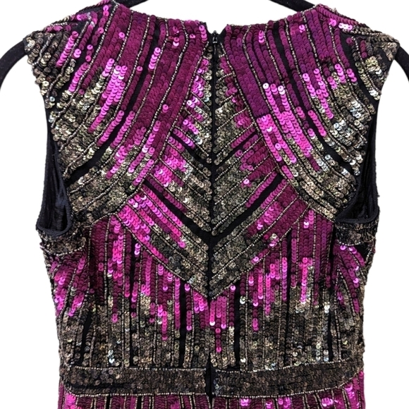 Aidan Mattox Vibrant Pink Sequinned Skater Sleeveless Cocktail Dress (0) - Picture 4 of 7